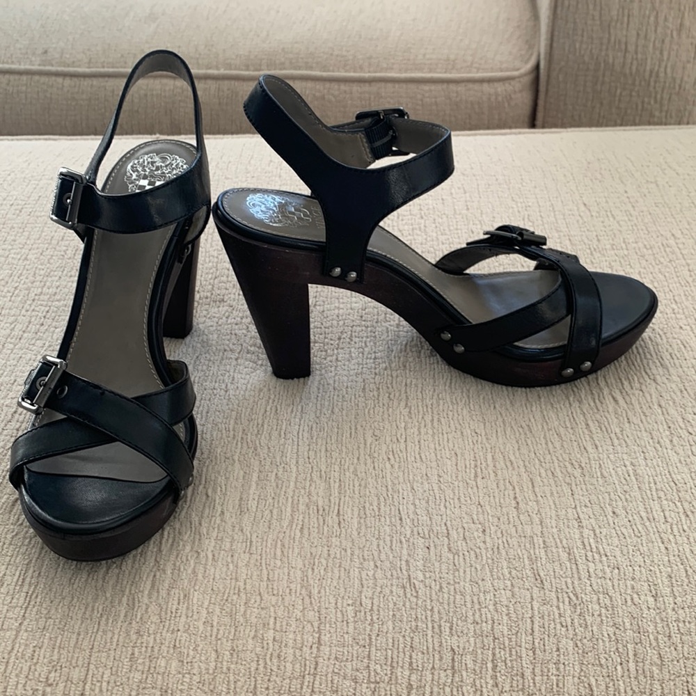 Vince Camuto Black Lucky Vachetta Block Heeled Sandal
